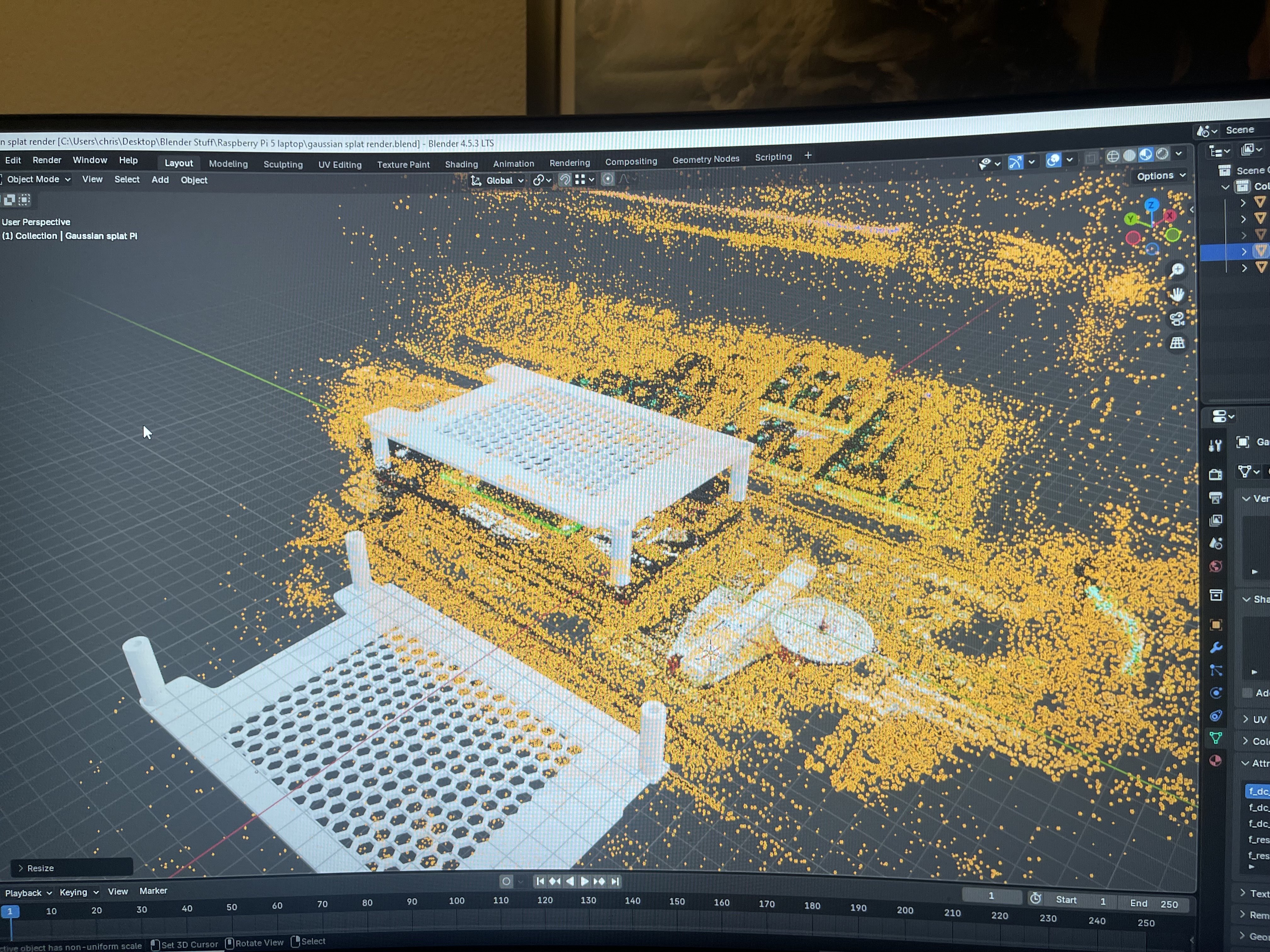 Aligning modeled geometry to the splat reconstruction